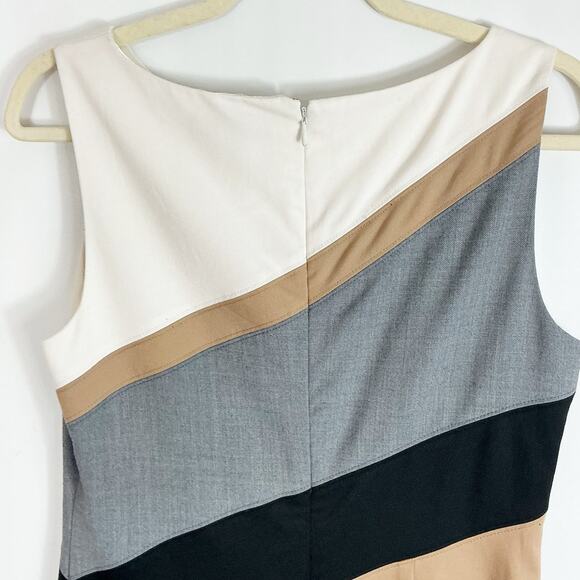 White House Black Market WHBM Womens Sheath Dress Diagonal Stripe Sleeveless 10 - Picture 5 of 7